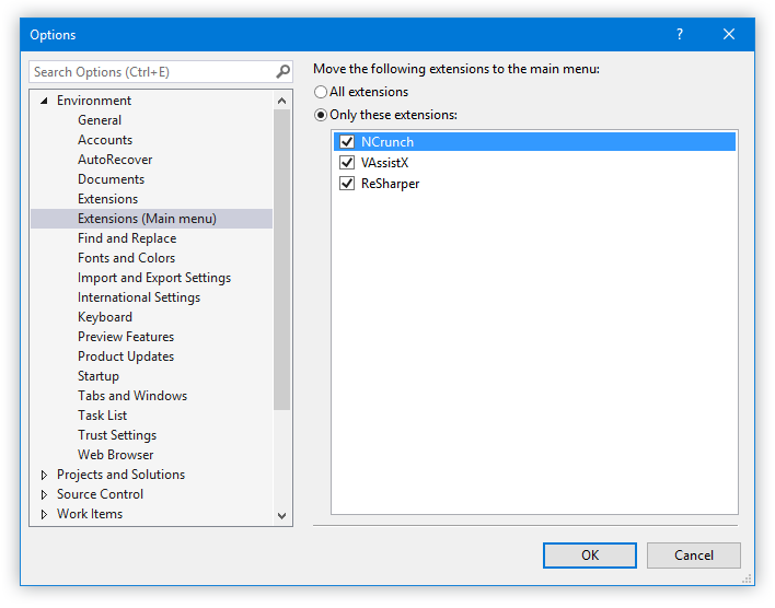 Extensions In Main Menu - Visual Studio Marketplace